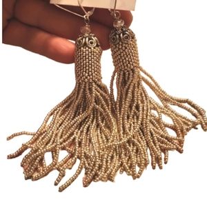 Dangle silvertoned tassel earrings with crystal and fancy top. New no tags